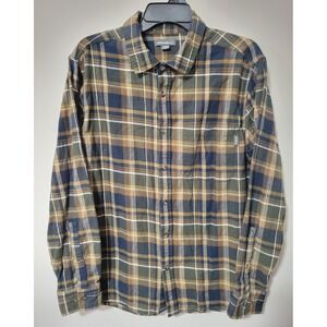 Eddie Bauer Button Up Shirt Mens L Plaid Flannel heavyweight Cotton